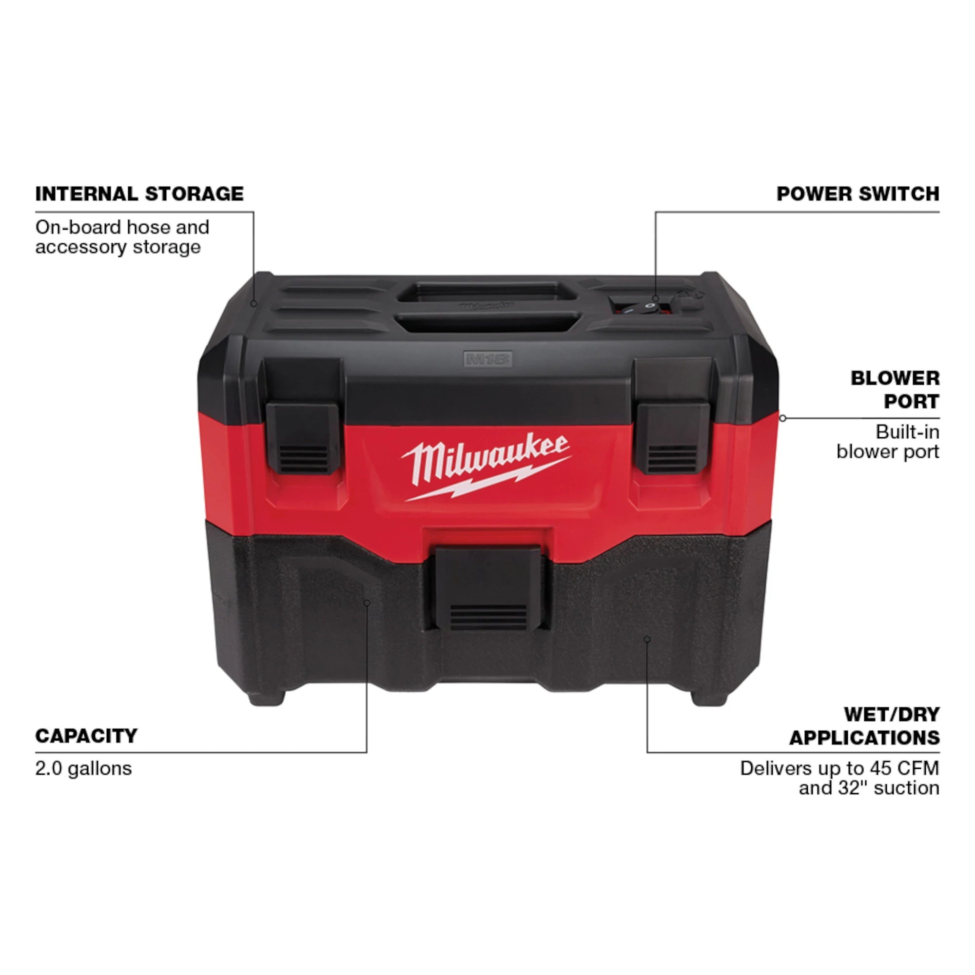 ASPIRATEUR 2 GALLONS SEC & HUMIDE M18