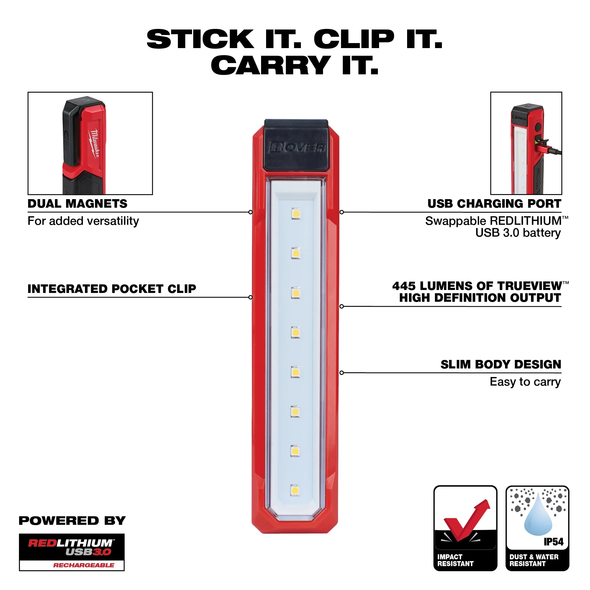 LUMIÈRE DE POCHE 445 LUMENS RECHARGEABLE USB