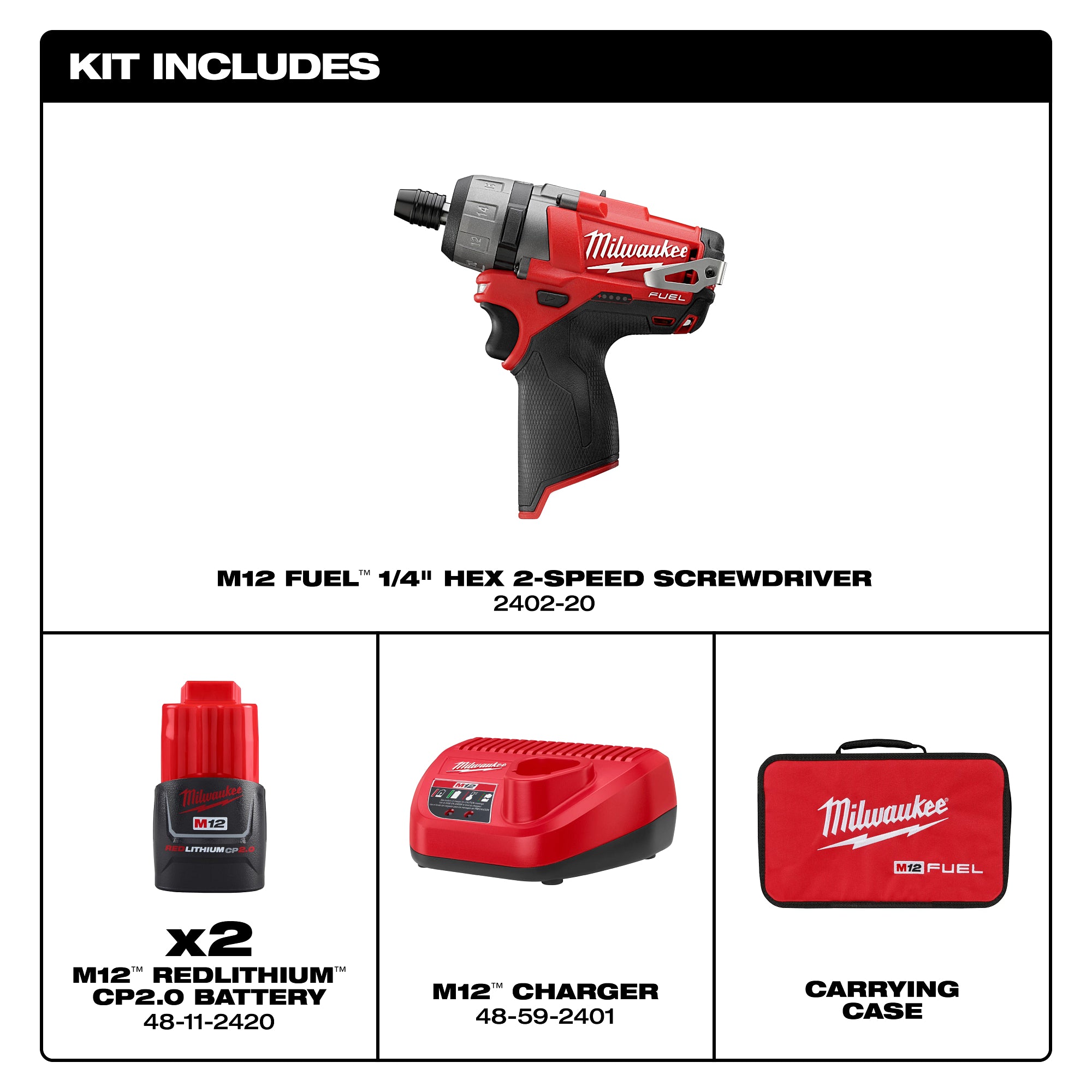 M12 FUEL 1/4'' 2-SPEED SCREWDRIVER KIT