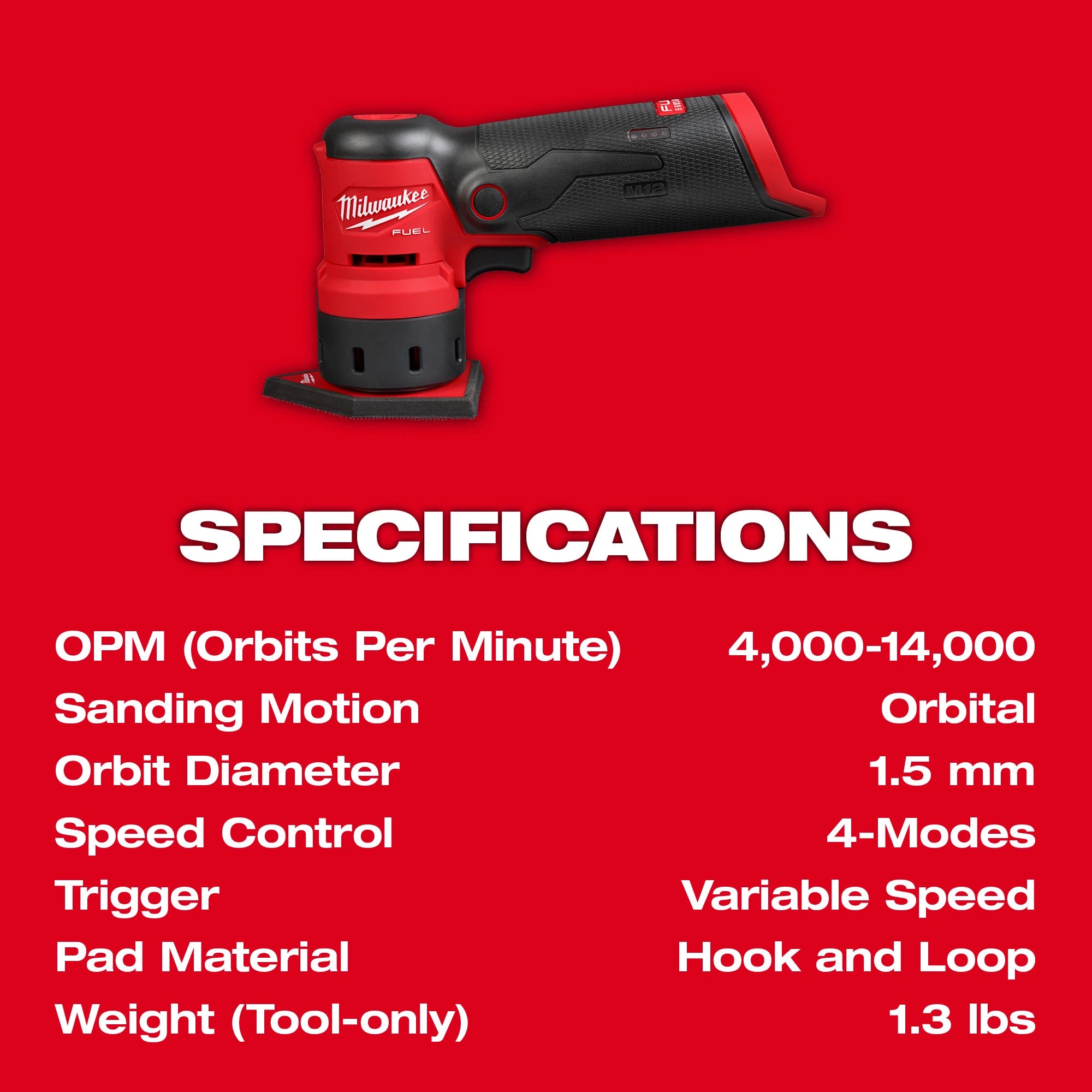 PONCEUSE ORBITALE DE PRÉCISION M12 FUEL BRUSHLESS
