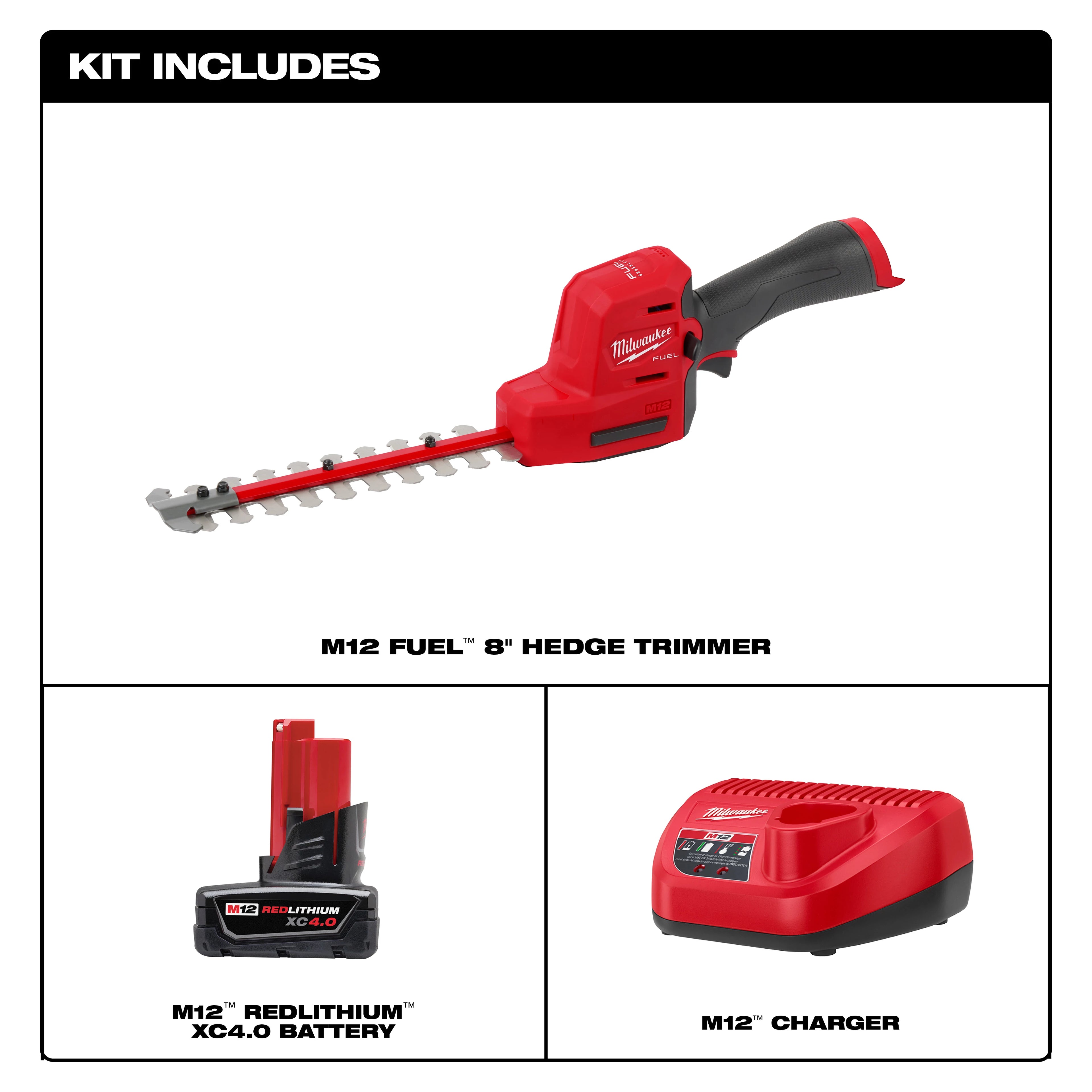 ENSEMBLE TAILLE-HAIES 8'' M12 FUEL BRUSHLESS (XC4.0)