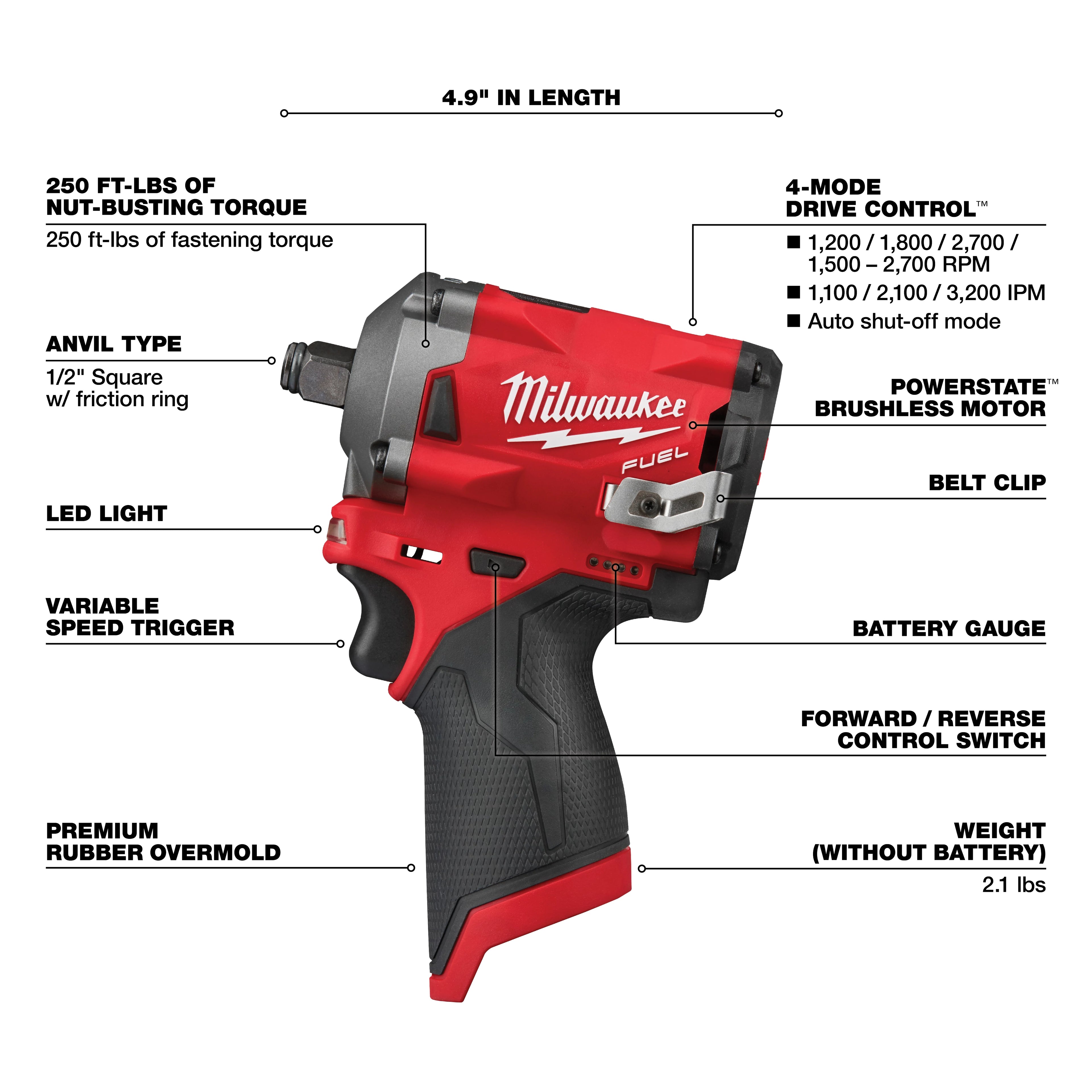 M12 FUEL BRUSHLESS 1/2" COMPACT IMPACT WRENCH