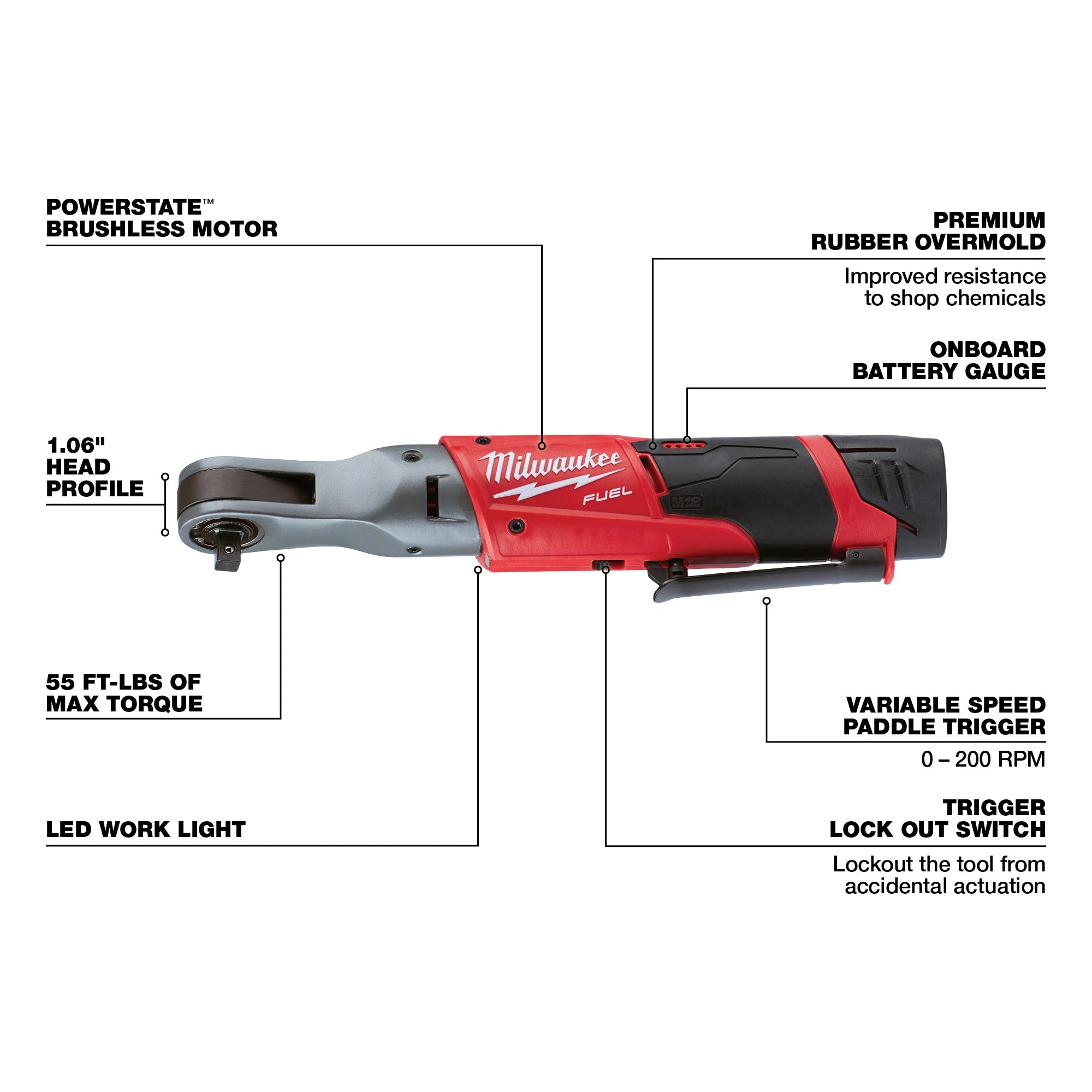 ENSEMBLE CLÉ RATCHET 3/8'' M12 FUEL BRUSHLESS (CP2.0)