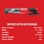 CLÉ RATCHET 1/2'' M12 FUEL BRUSHLESS