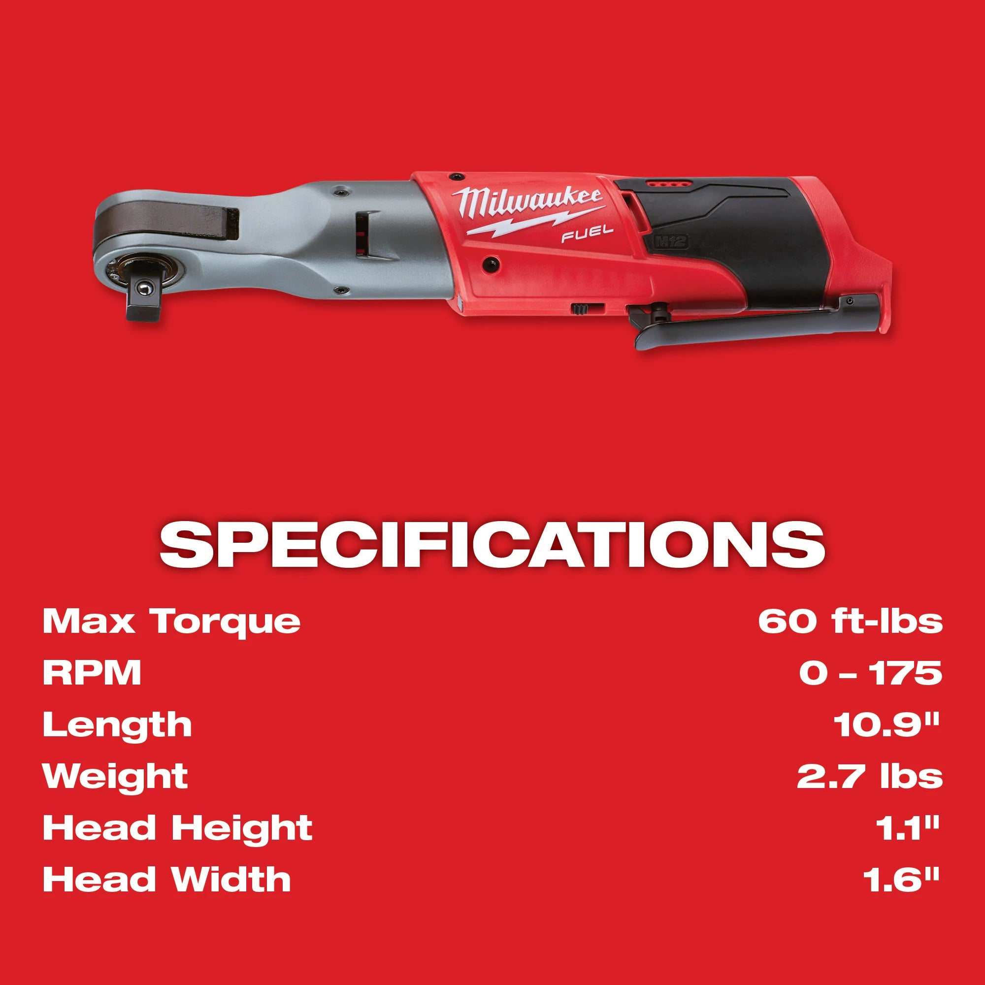 CLÉ RATCHET 1/2'' M12 FUEL BRUSHLESS