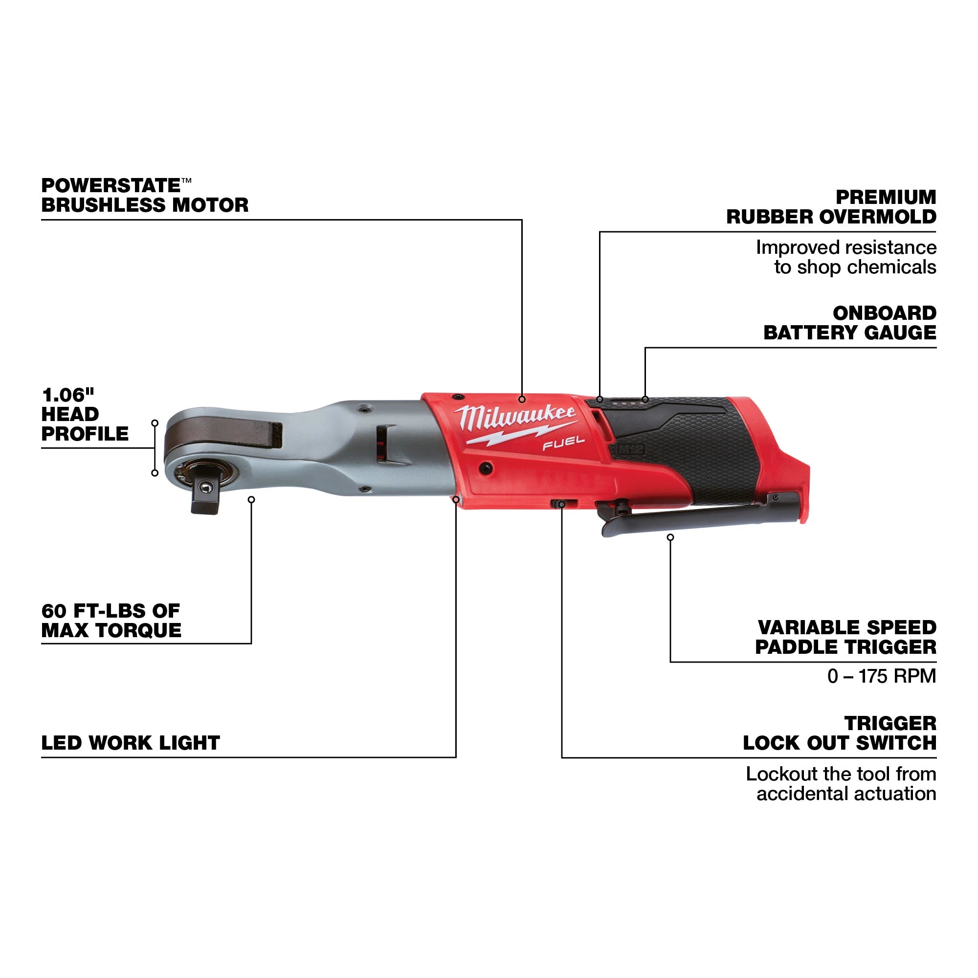 CLÉ RATCHET 1/2'' M12 FUEL BRUSHLESS