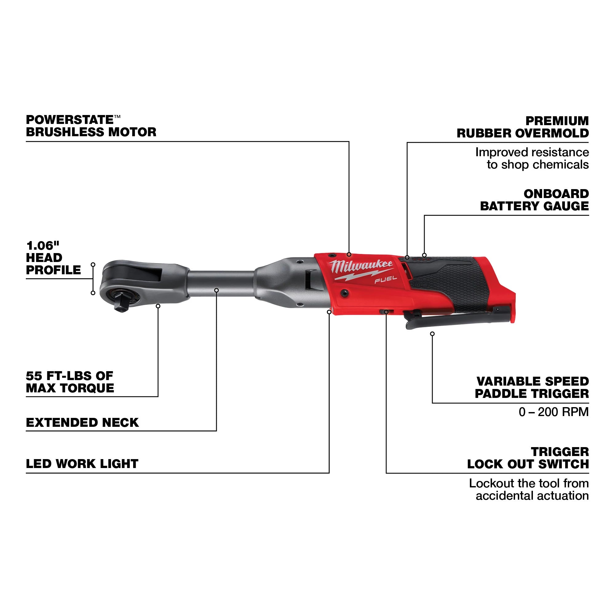 CLÉ RATCHET 3/8'' À LONGUE PORTÉE M12 FUEL BRUSHLESS