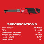 ENSEMBLE CLÉ À CLIQUET ALLONGÉE 3/8'' M12 FUEL