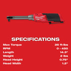 CLÉ RATCHET ALLONGÉE 3/8'' M12 FUEL