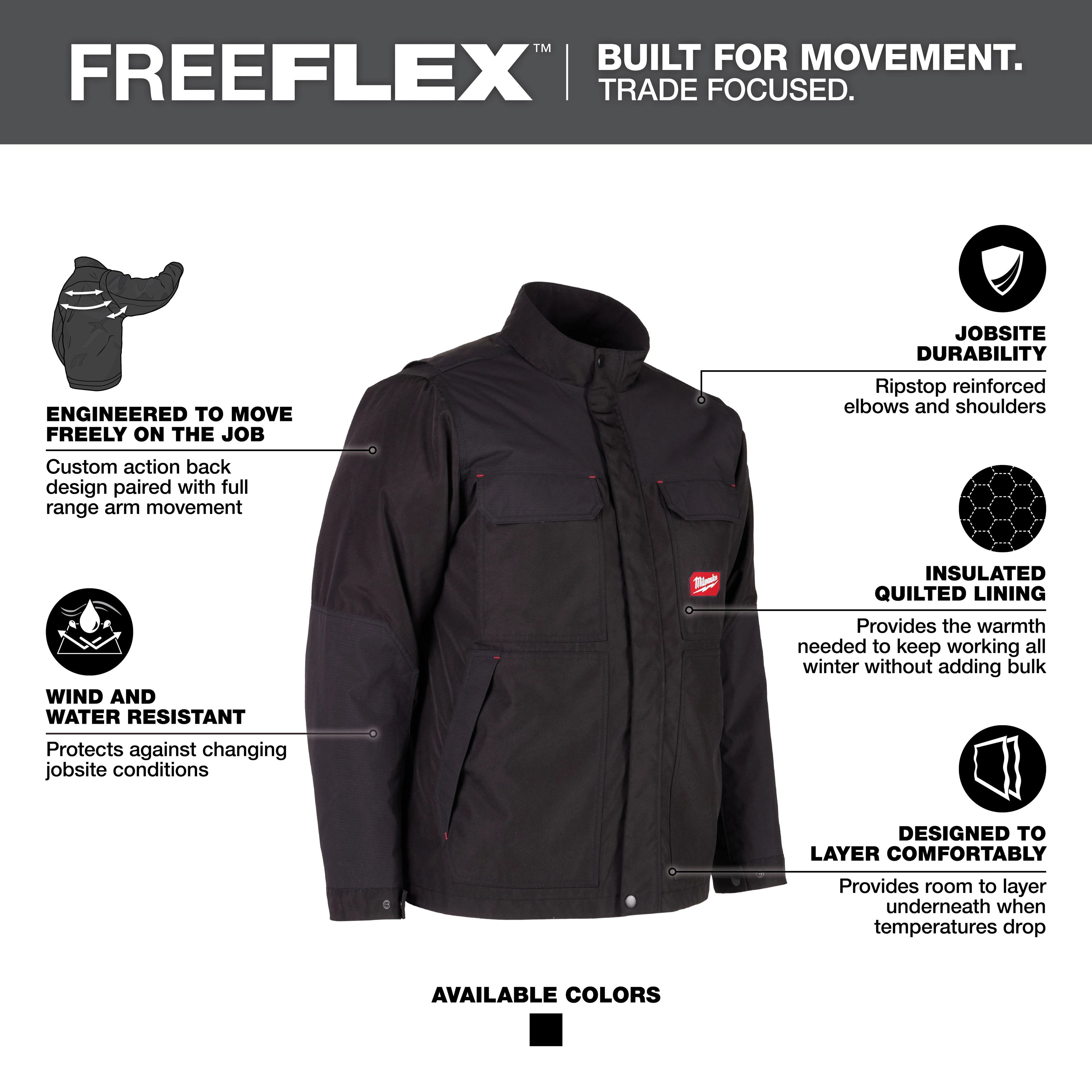 INSULATED WORK COAT (BLACK - LARGE)
