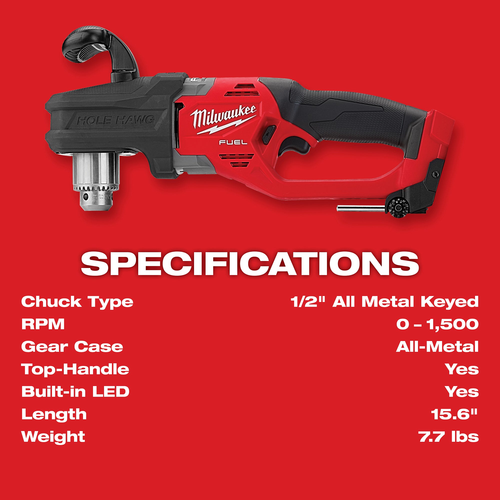PERCEUSE À ANGLE DROIT 1/2'' HOLE HAWG M18 FUEL