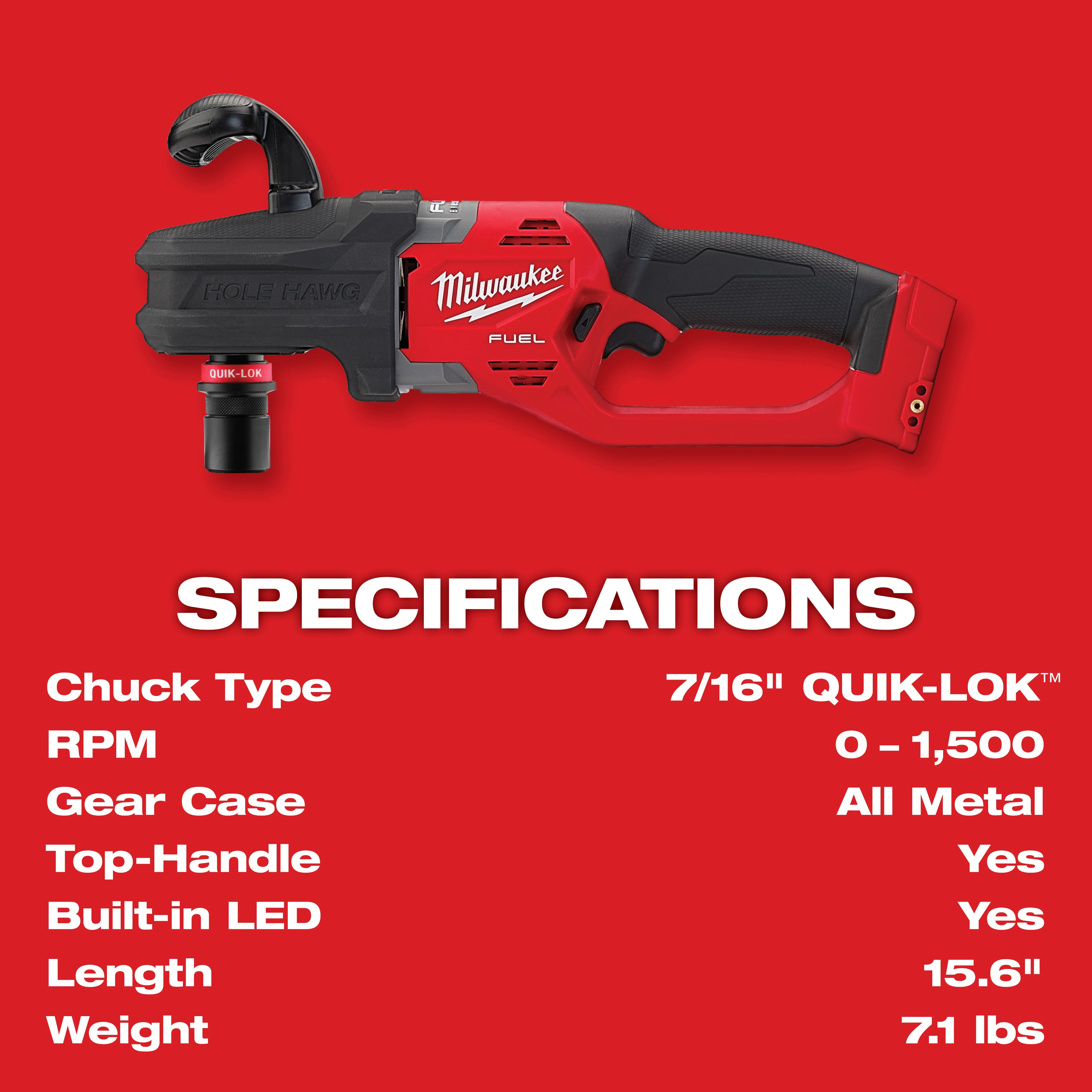 PERCEUSE À ANGLE HOLE HAWG QUIK-LOK M18 FUEL