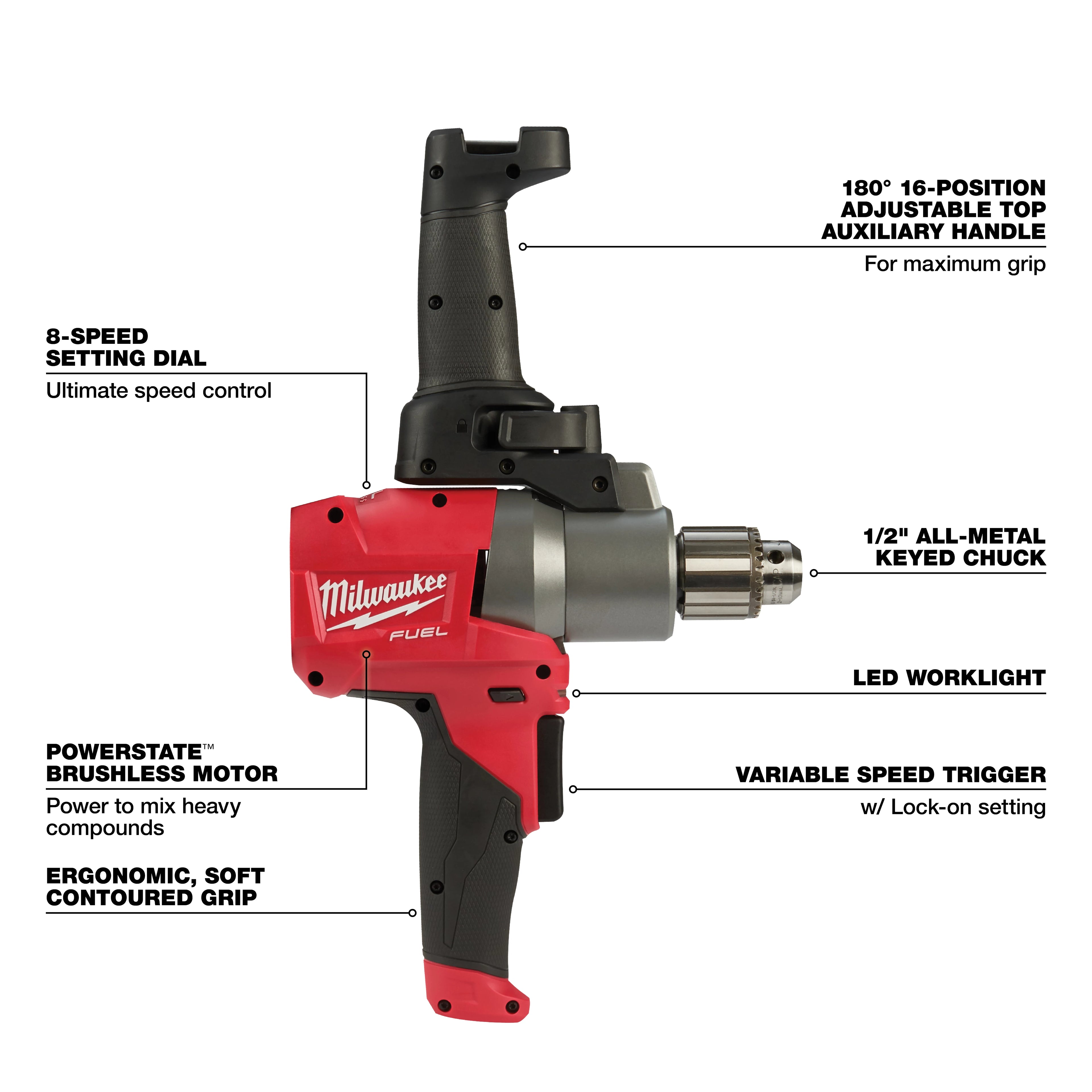 M18 FUEL BRUSHLESS MUD MIXER WITH 180° HANDLE
