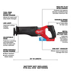 M18 FUEL BRUSHLESS SAWZALL RECIPROCATING SAW WITH ONE-KEY