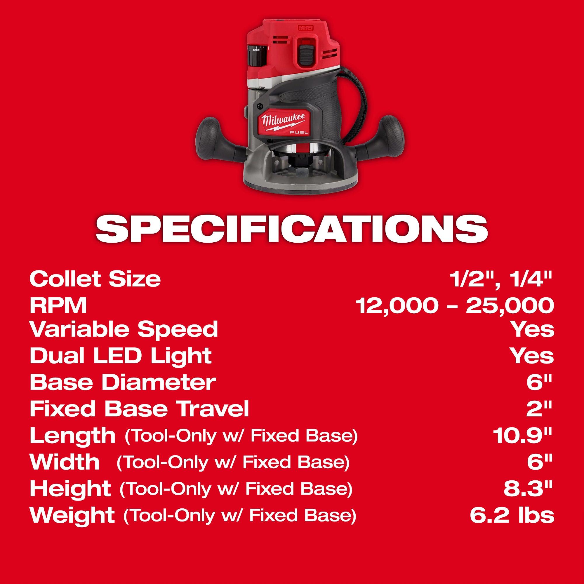 M18 FUEL BRUSHLESS 1/2" ROUTER