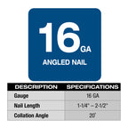 M18 FUEL 16 GA 1-1/4" TO 2-1/2" ANGLE FINISH NAILER