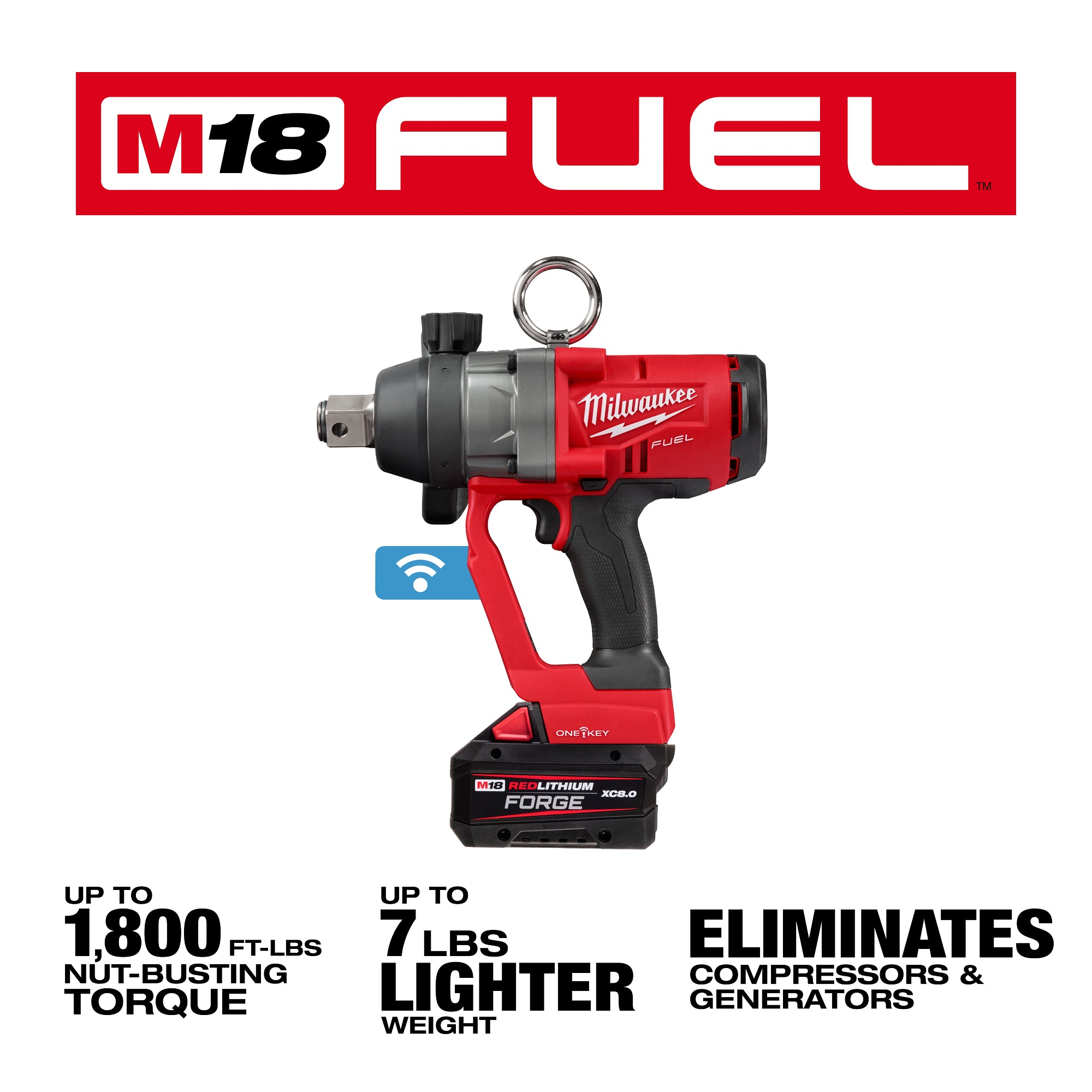 ENSEMBLE CLÉS À CHOCS 1'' COUPLE ÉLEVÉ M18 FUEL (XC8.0)