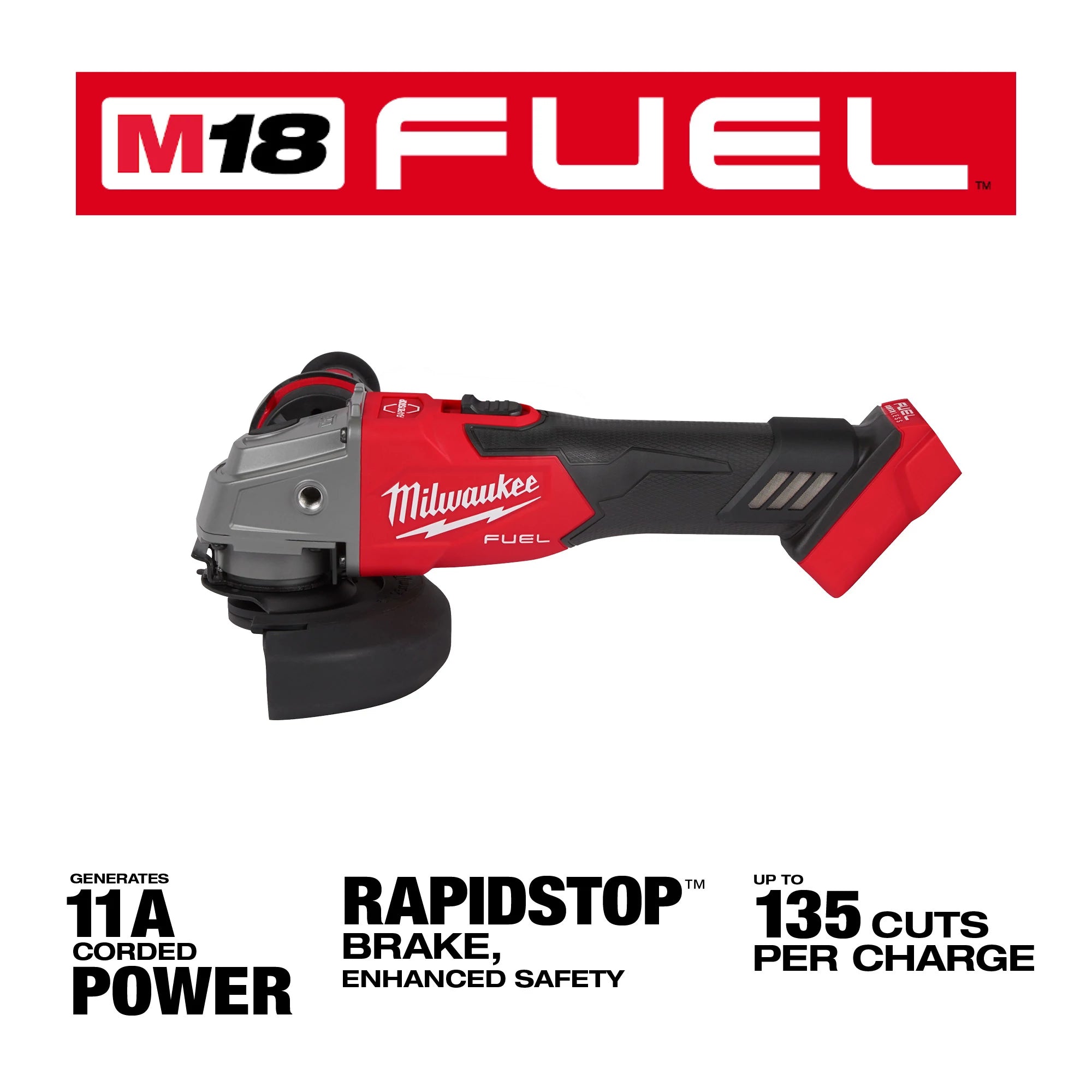 RECTIFIEUSE COUDÉE 4-1/2''/5'' GLISSIÈRE M18 FUEL BRUSHLESS
