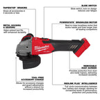RECTIFIEUSE COUDÉE 4-1/2''/5'' GLISSIÈRE M18 FUEL BRUSHLESS