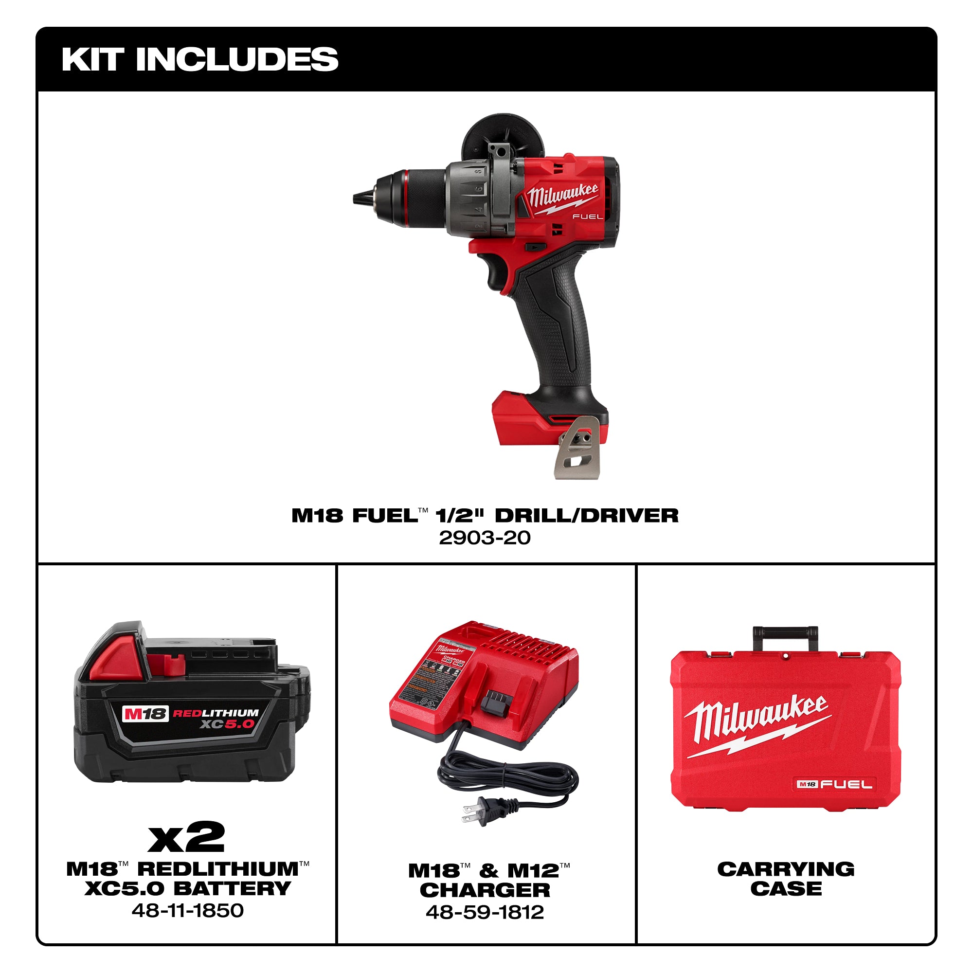 M18 FUEL BRUSHLESS 1/2'' HAMMER DRILL KIT ( XC5.0 )