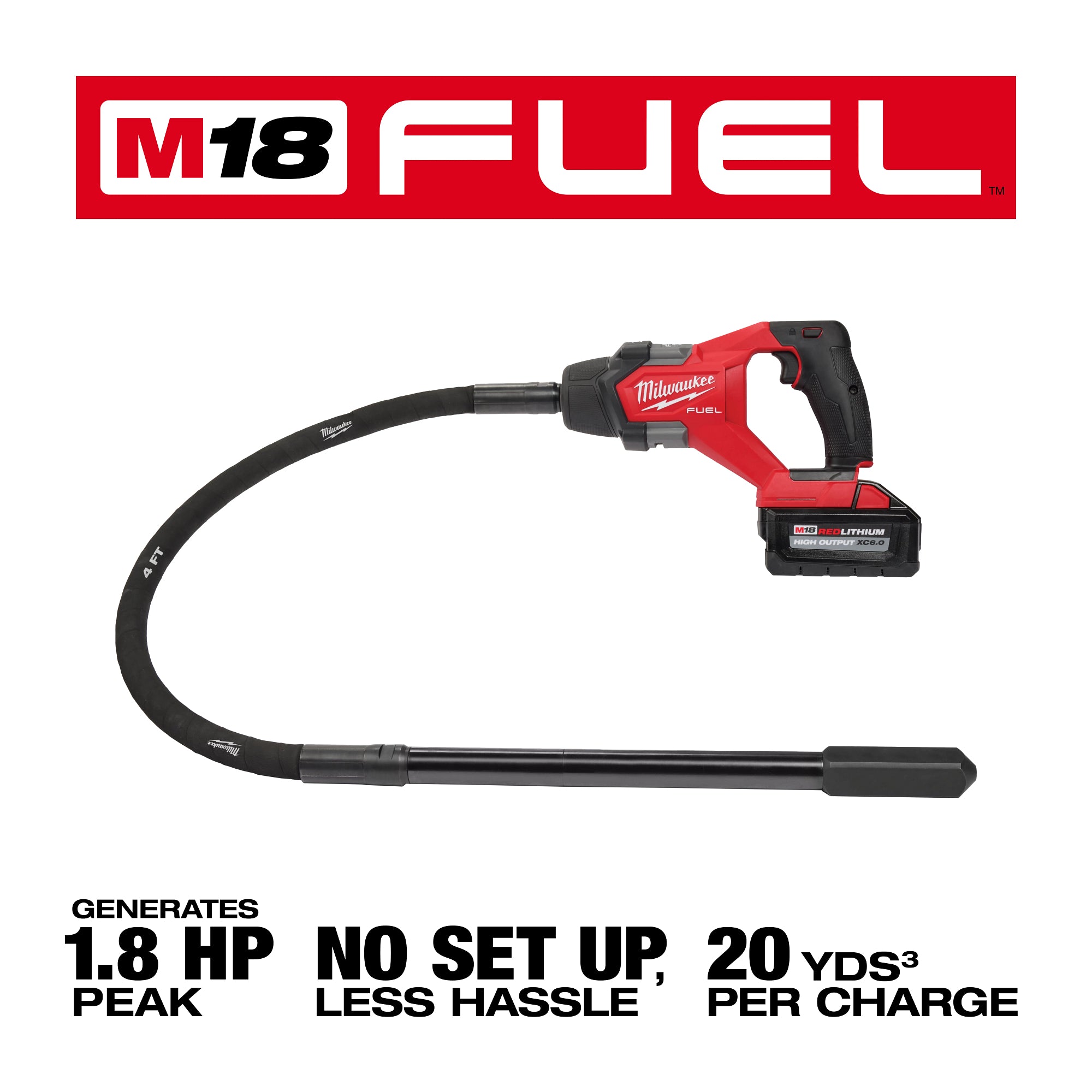 ENSEMBLE VIBREUR À BÉTON 4' M18 FUEL BRUSHLESS (XC6.0)