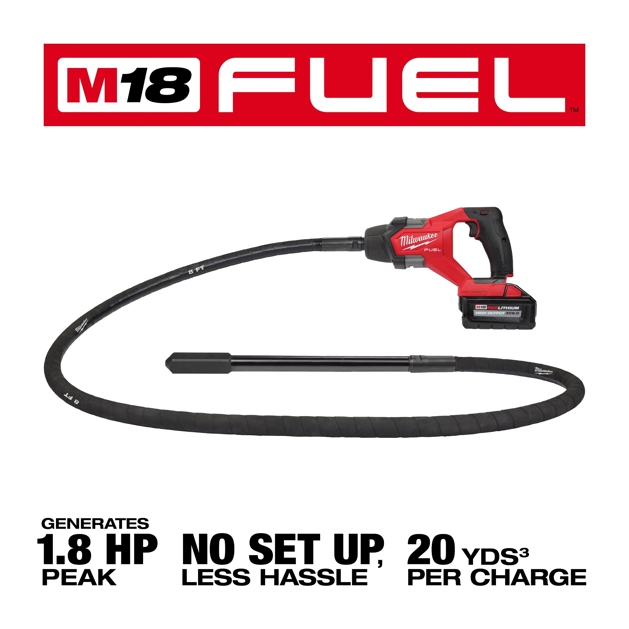 ENSEMBLE VIBREUR À BÉTON 8' M18 FUEL BRUSHLESS (XC6.0)