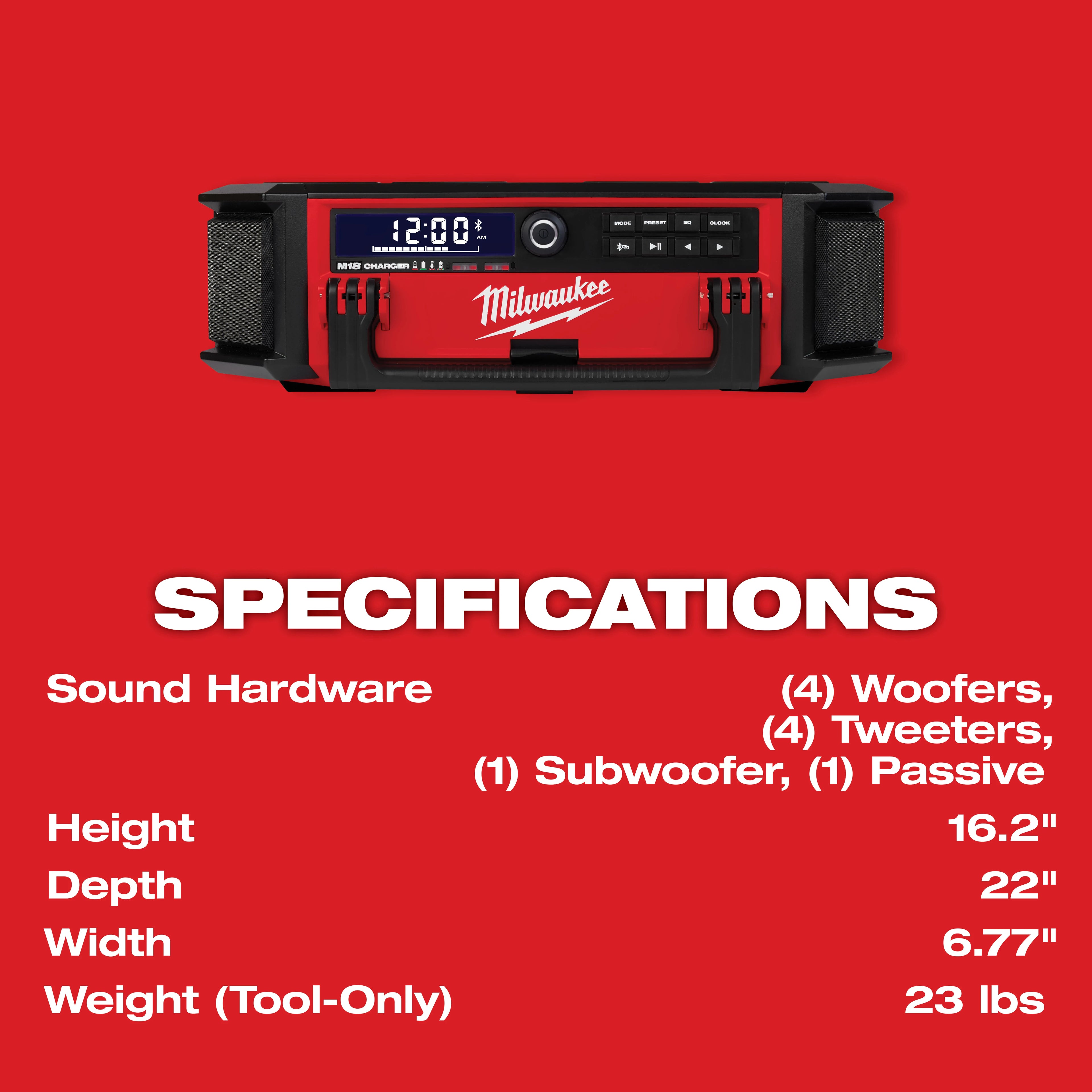 M18 PACKOUT 22" BLUETOOTH RADIO + CHARGER