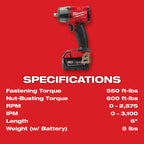 M18 FUEL 3/8'' Mid-Torque Impact Wrench Kit (XC5.0)