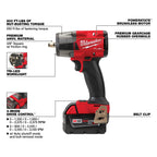 M18 FUEL 3/8'' Mid-Torque Impact Wrench Kit (XC5.0)