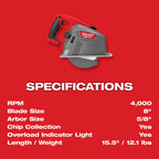 8" M18 FUEL BRUSHLESS METAL CIRCULAR SAW