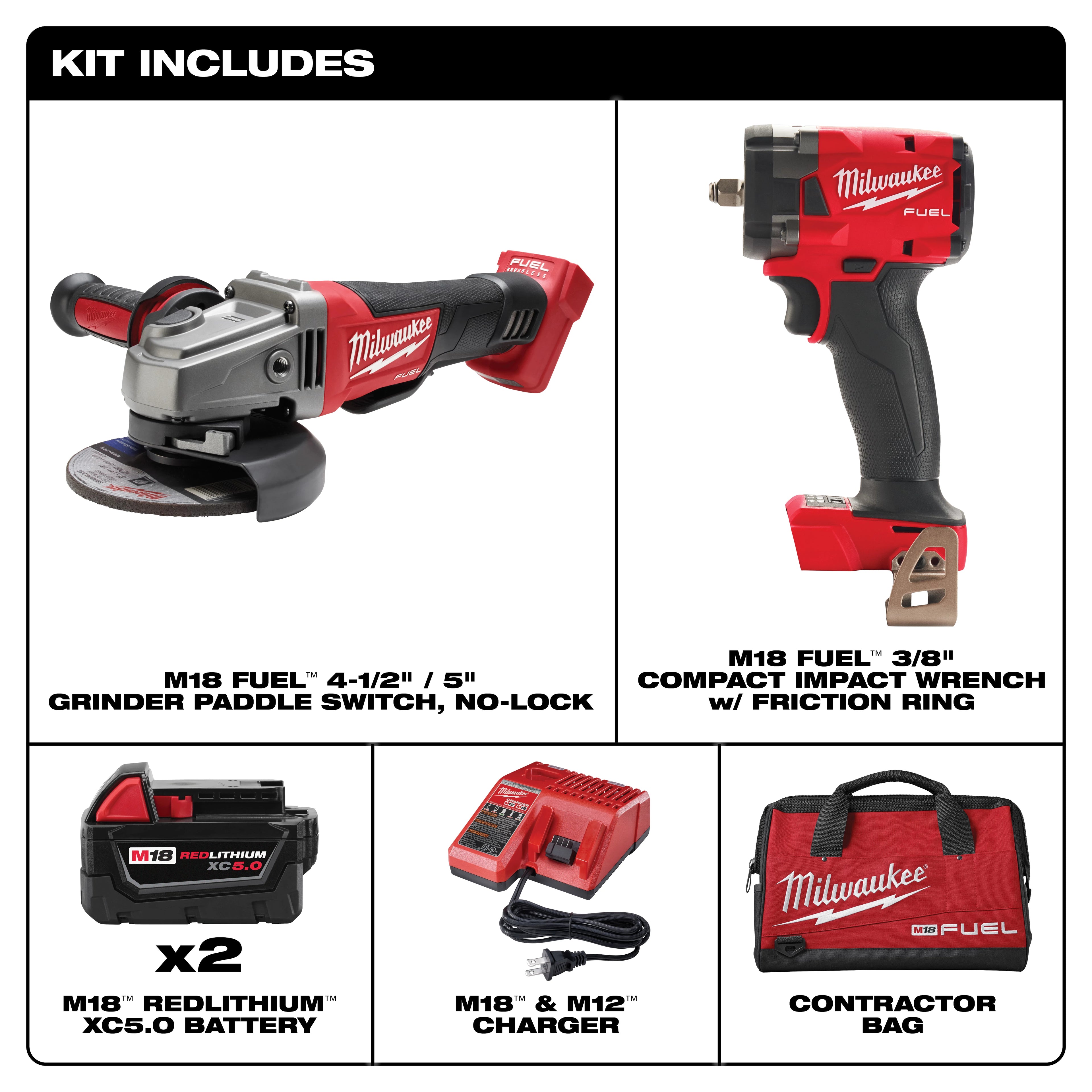 ENSEMBLE RECTIFIEUSE & CLÉ À CHOCS 3/8'' M18 FUEL (XC5.0)