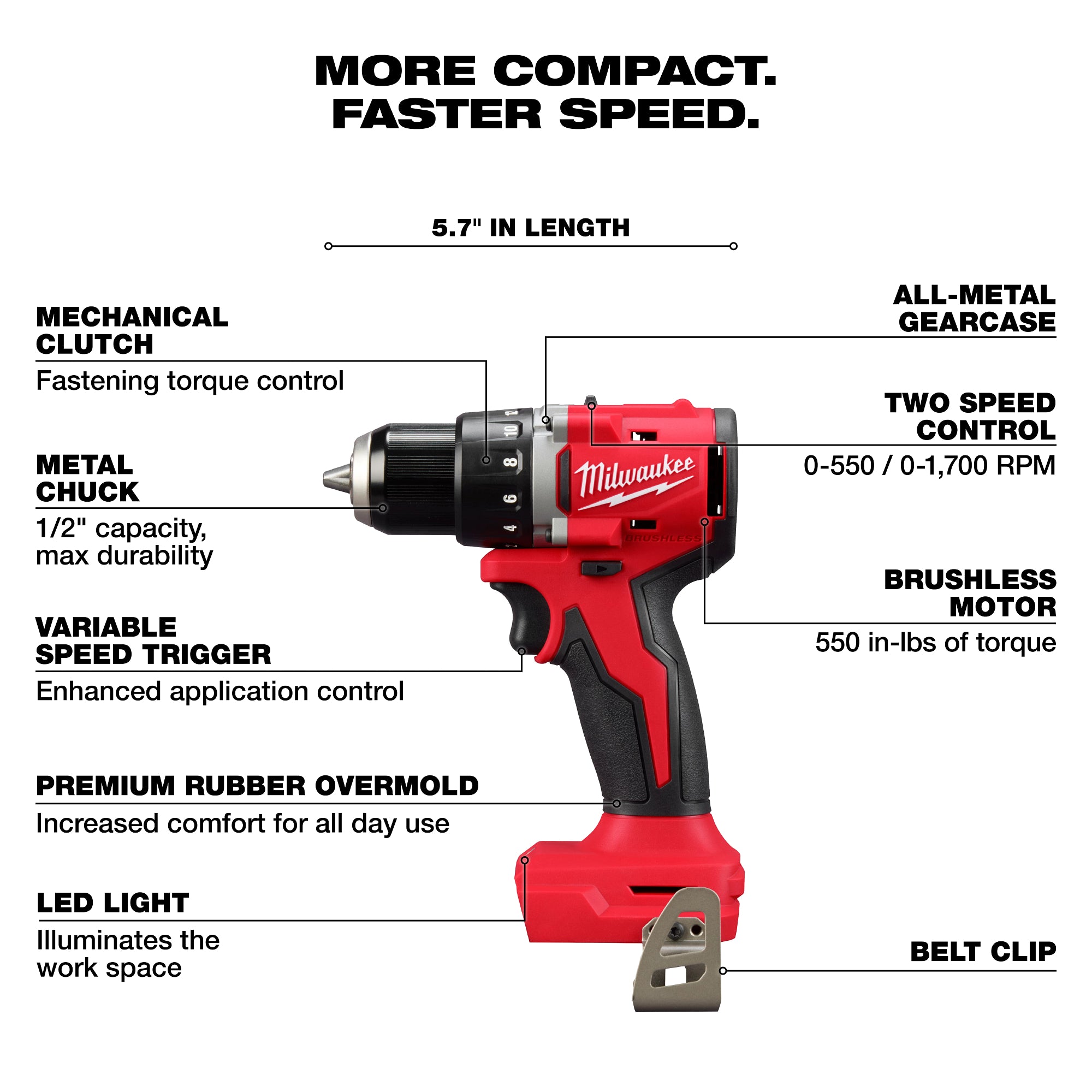 PERCEUSE-VISSEUSE 1/2'' COMPACTE M18 BRUSHLESS