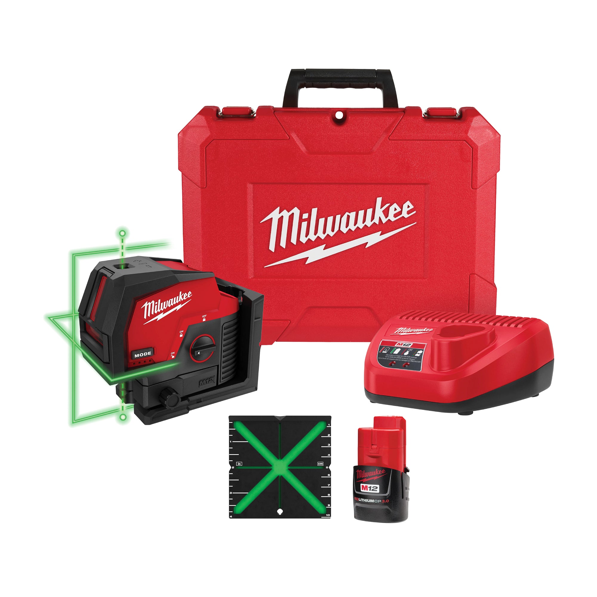 ENSEMBLE NIVEAU LASER À FAISCEAU VERT ET POINTS D'APLOMB M12