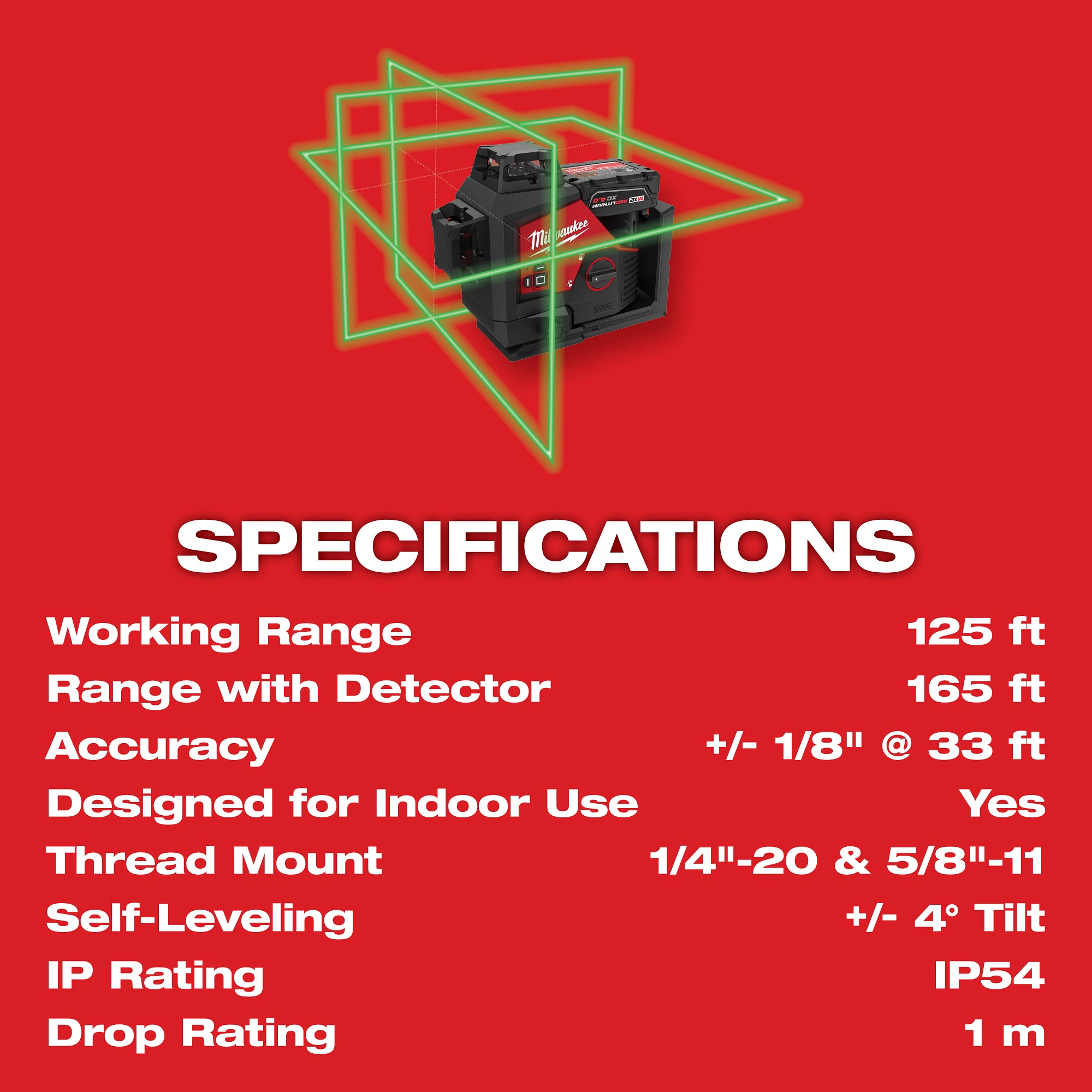 M12 360° 3-PLANE GREEN LASER LEVEL KIT