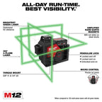 M12 360° 3-PLANE GREEN LASER LEVEL KIT