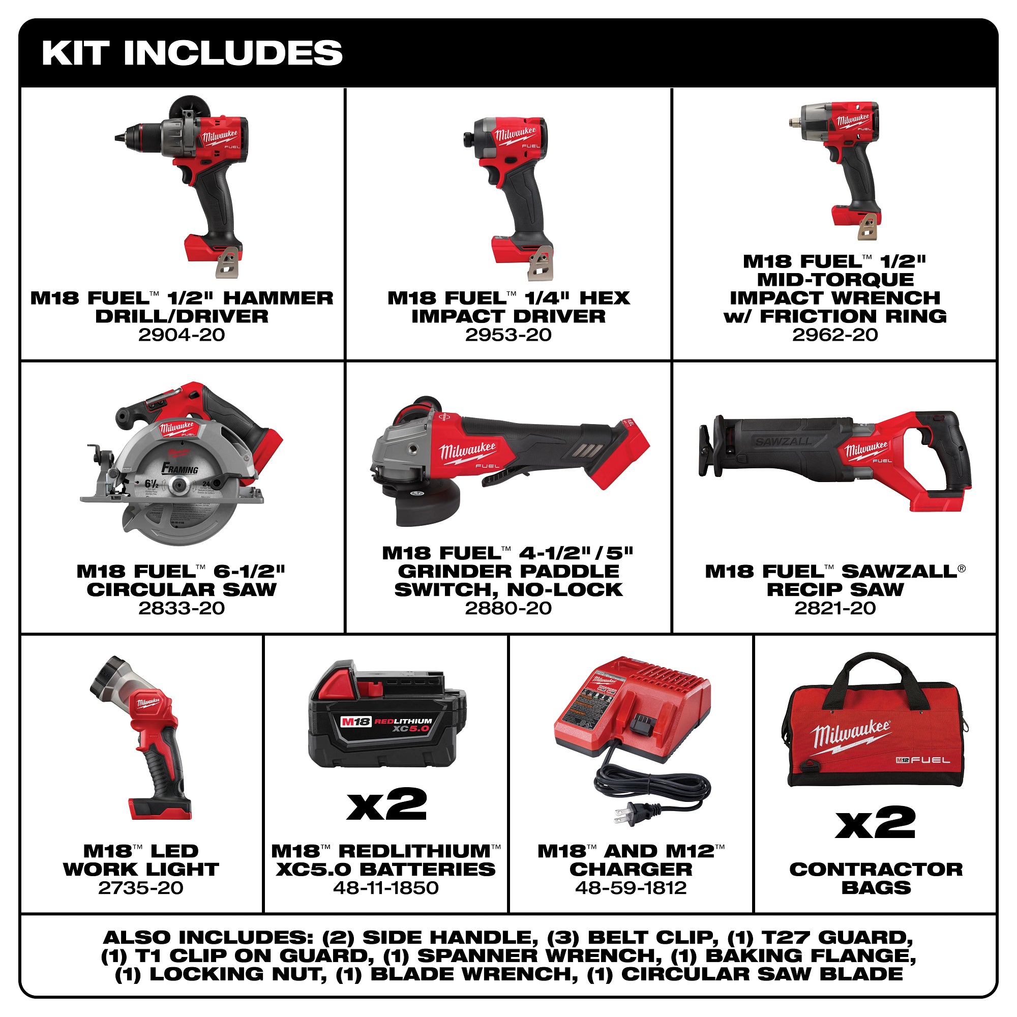 ENSEMBLE DE 7 OUTILS M18 FUEL BRUSHLESS (XC5.0)