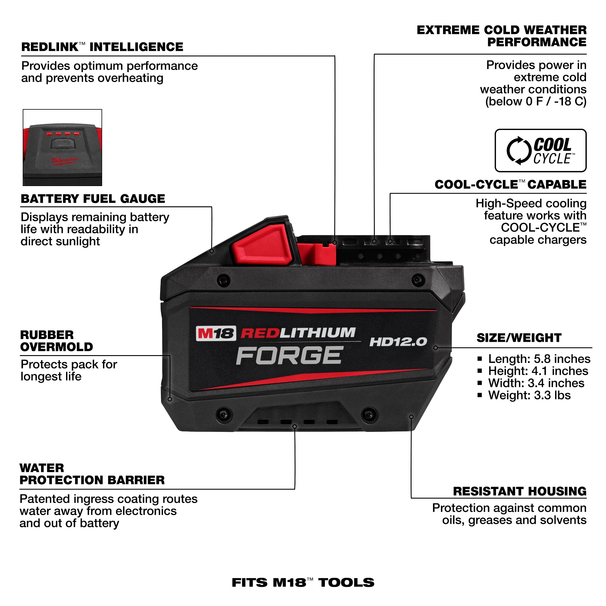 BATTERY 12.0AH M18 REDLITHIUM FORGE HD12.0