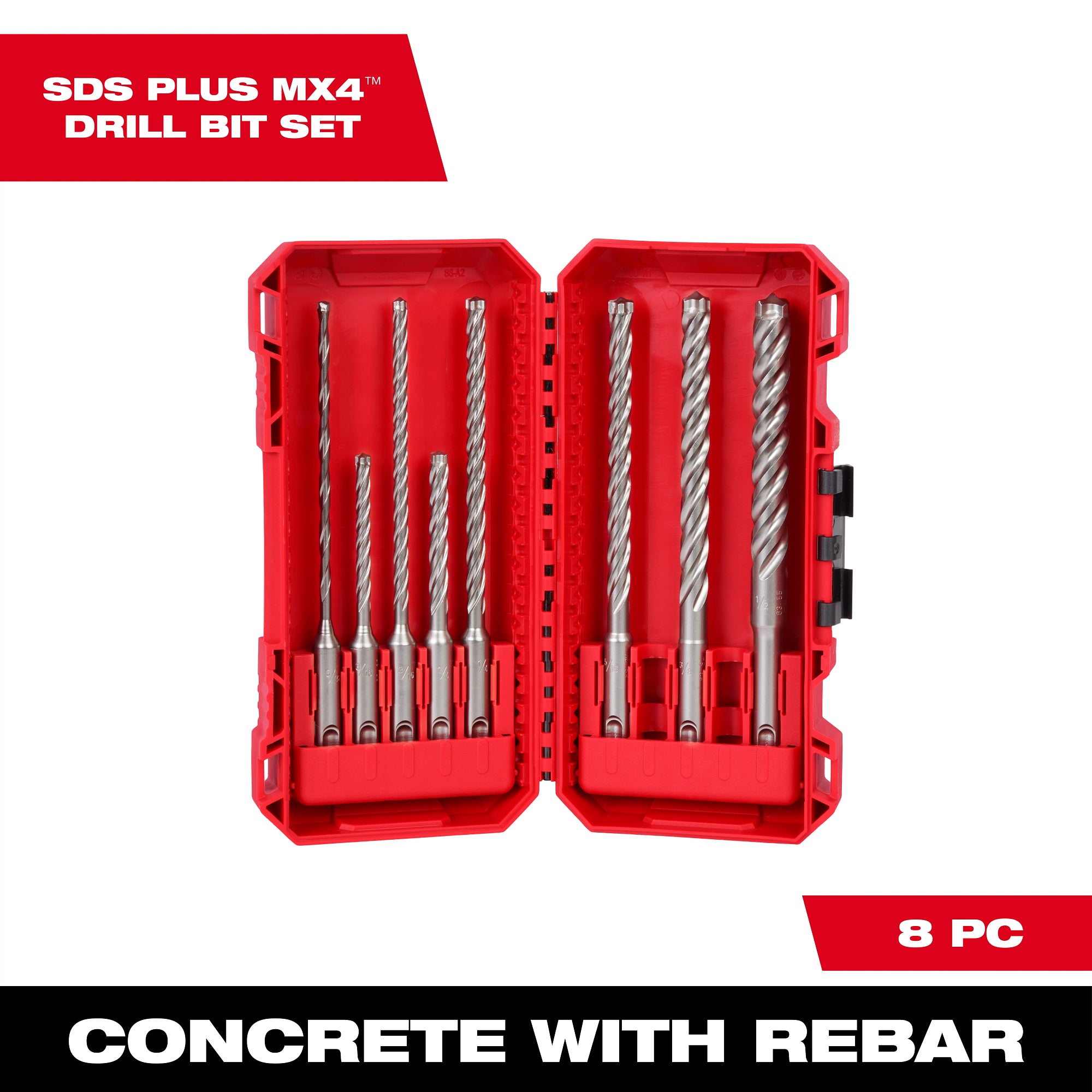 ENSEMBLE 8 MCX MÈCHES À BÉTON SDS+ 4 TRANCHANTS