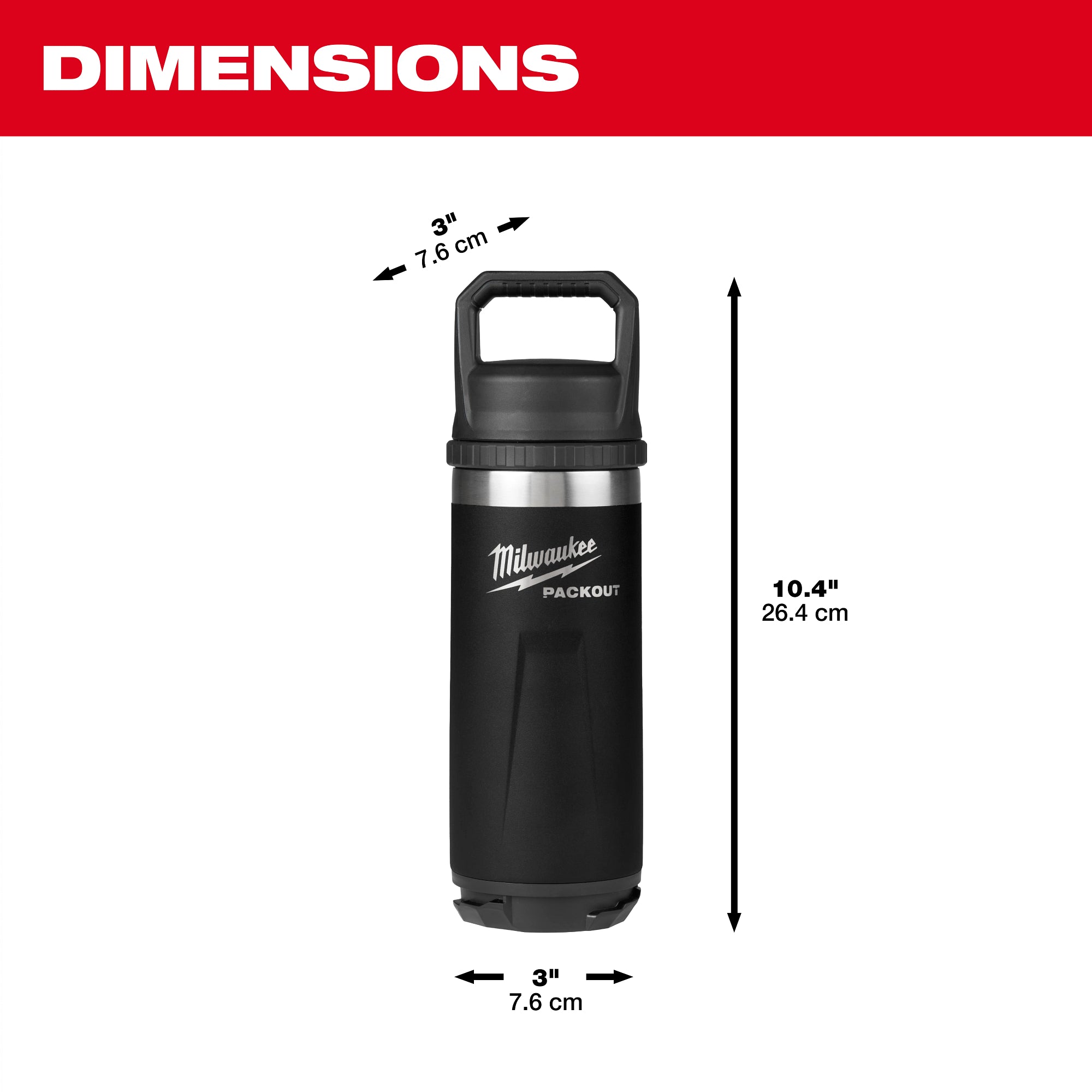 PACKOUT 18oz Black Insulated Bottle