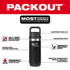 PACKOUT 18oz Black Insulated Bottle