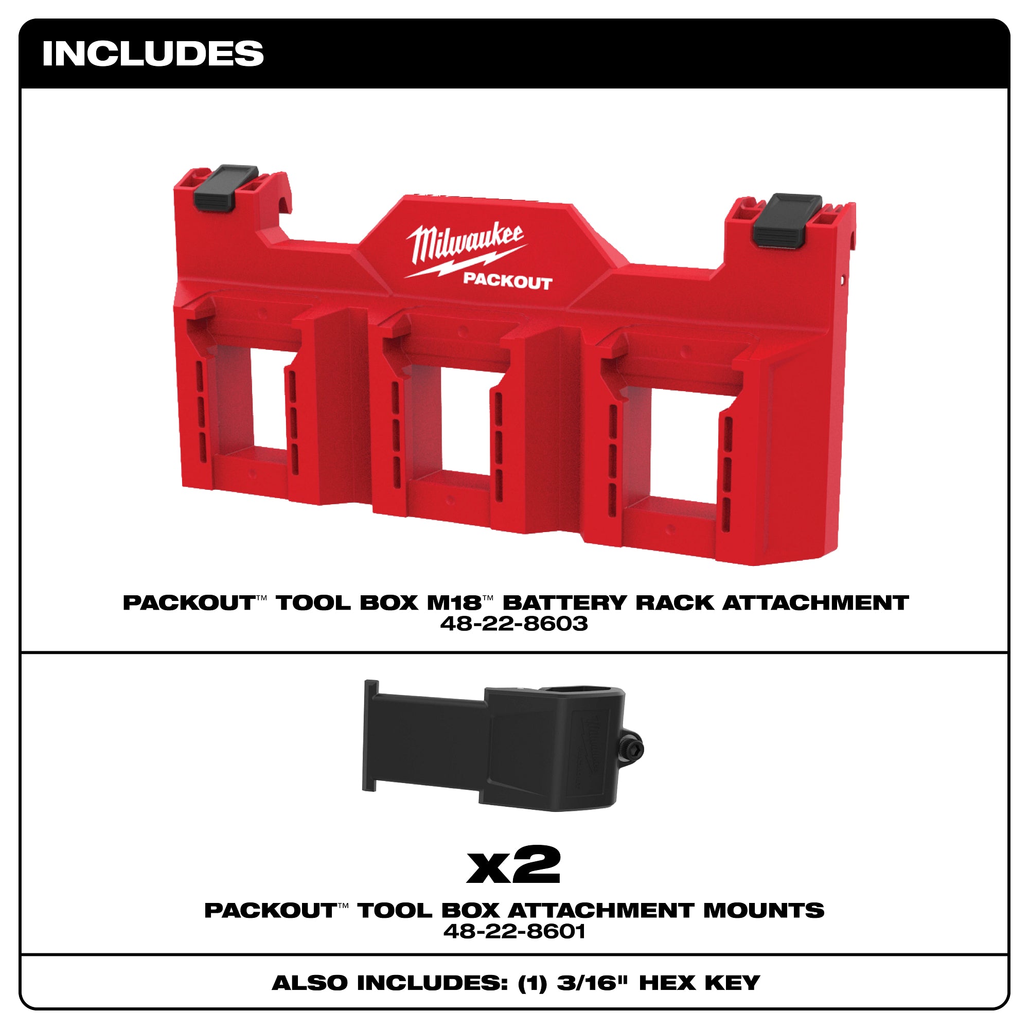 ACCESSOIRE AVEC SUPPORT DE BATTERIES M18 POUR PACKOUT