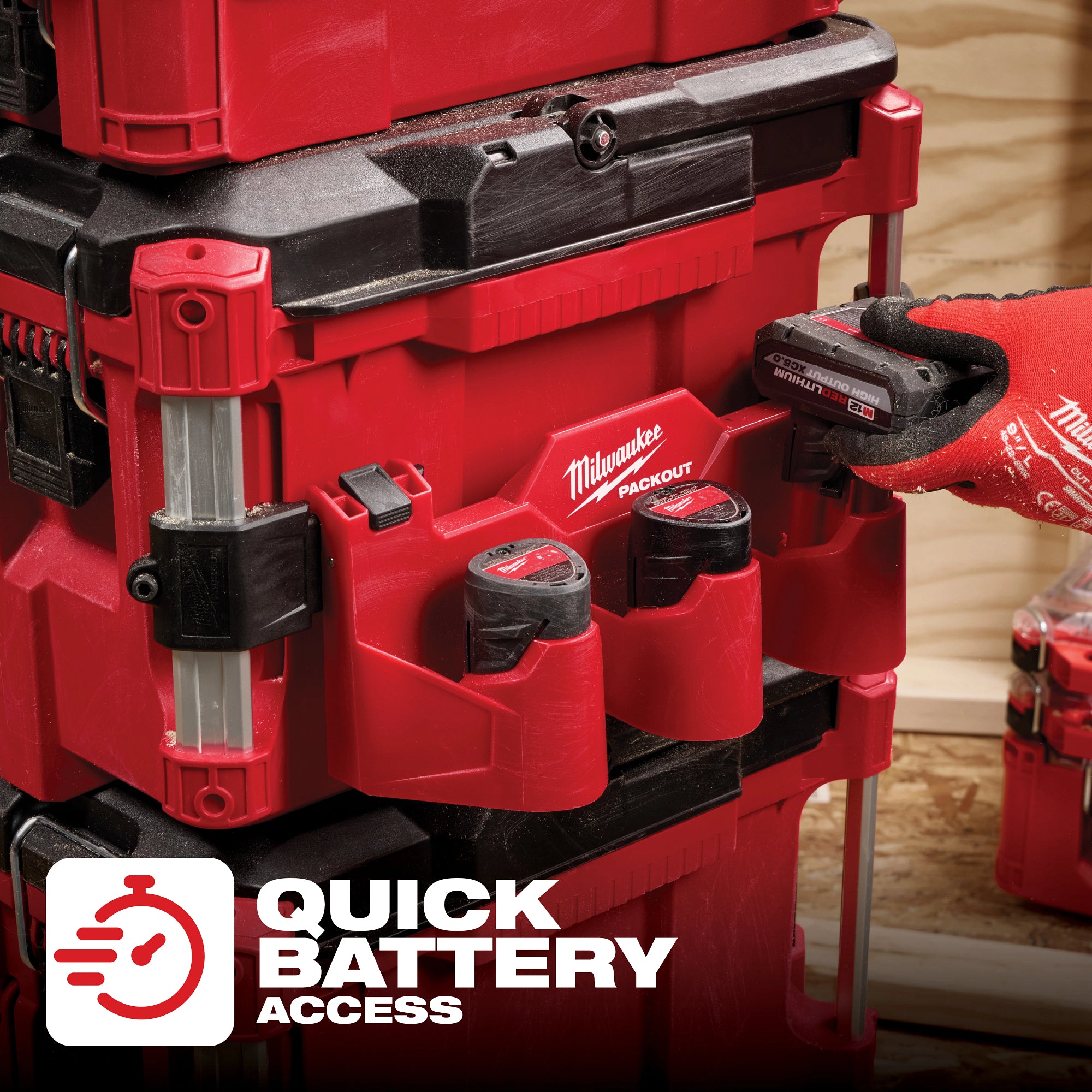 ACCESSOIRE AVEC SUPPORT DE BATTERIES M12 POUR PACKOUT