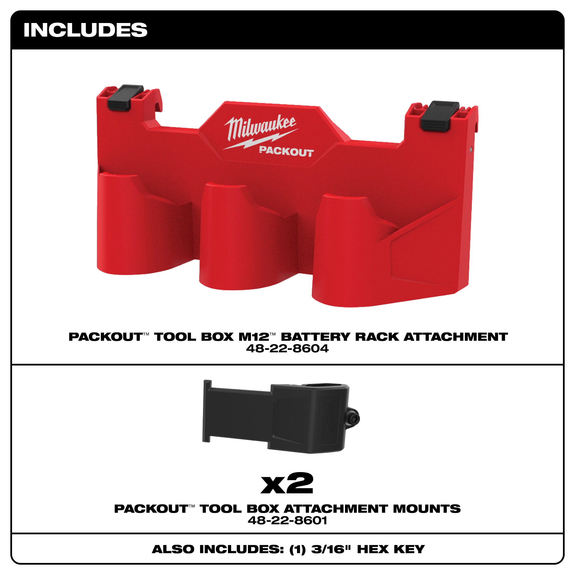 ACCESSOIRE AVEC SUPPORT DE BATTERIES M12 POUR PACKOUT