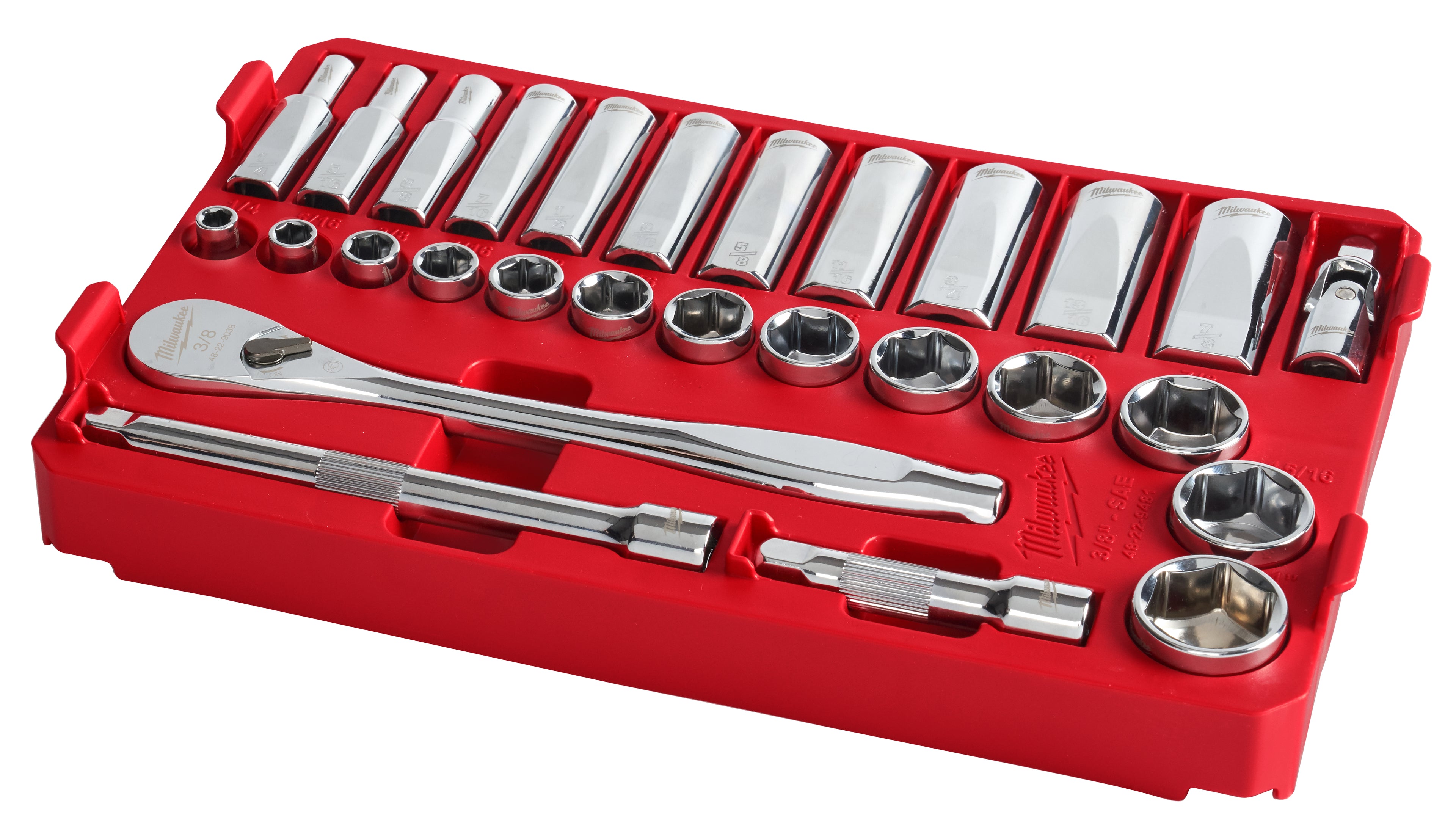 ENSEMBLE DE 28 CLIQUETS & DOUILLES 3/8'' SAE PACKOUT