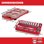 ENSEMBLE DE 28 CLIQUETS & DOUILLES 3/8'' SAE PACKOUT