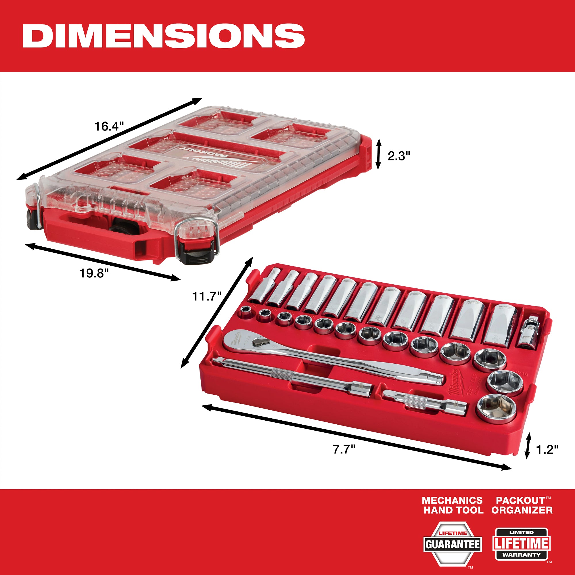 ENSEMBLE DE 28 CLIQUETS & DOUILLES 3/8'' SAE PACKOUT