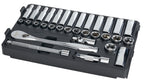 ENSEMBLE DE 32 CLIQUETS & DOUILLES 3/8'' MÉTRIQUE PACKOUT