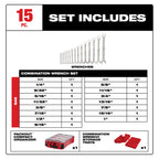 SET OF 15 SAE COMBINATION WRENCHES PACKOUT