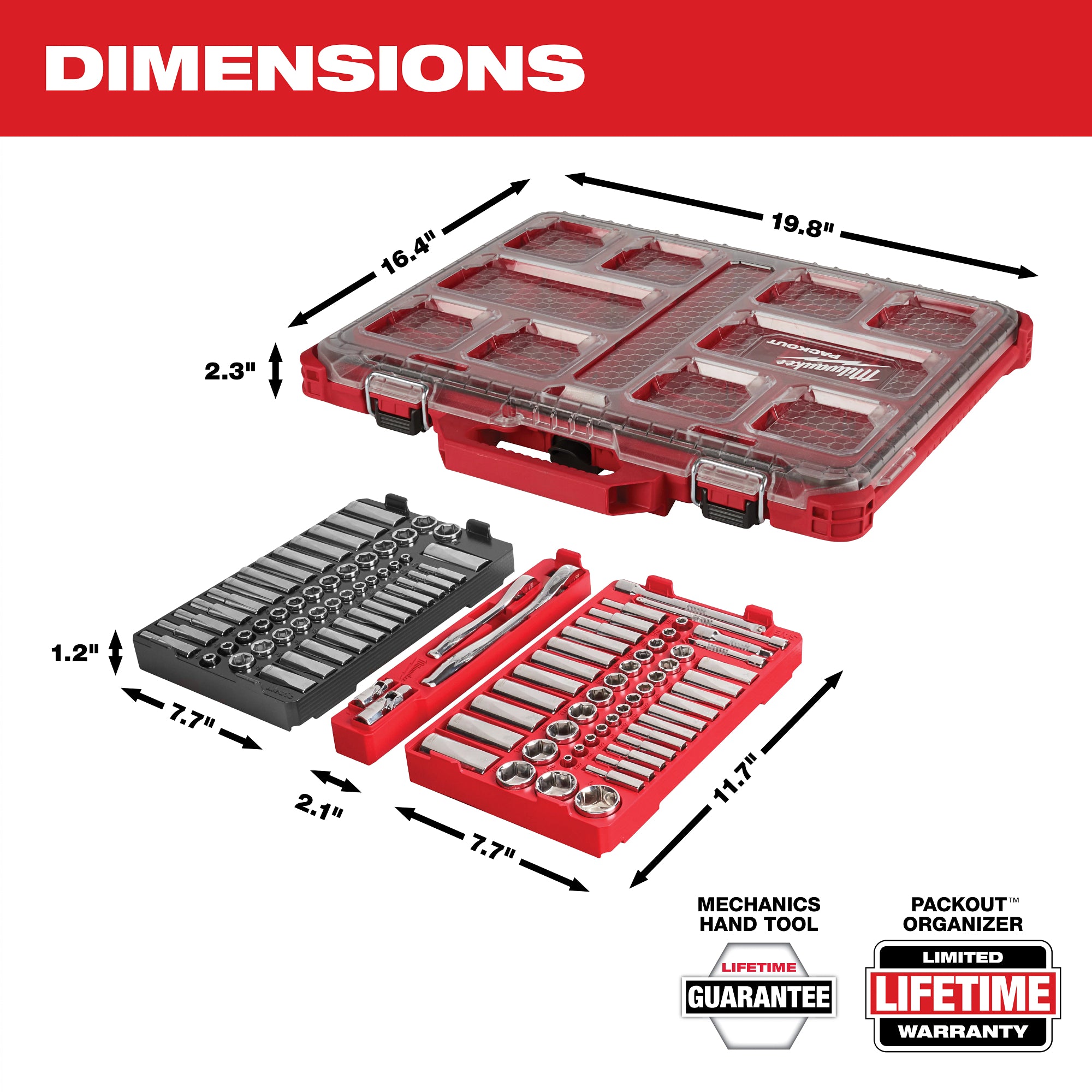 ENSEMBLE DE 106 CLÉS & DOUILLES 1/4'' ET 3/8'' PACKOUT