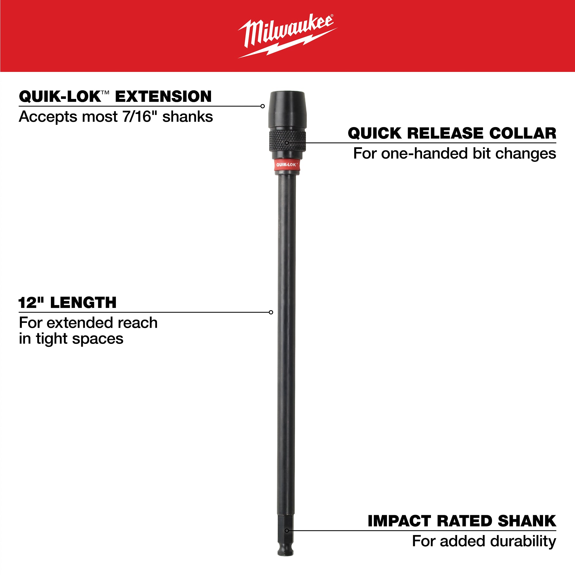 EXTENSION UNIVERSELLE 7/16'' X 12'' QUIK-LOK